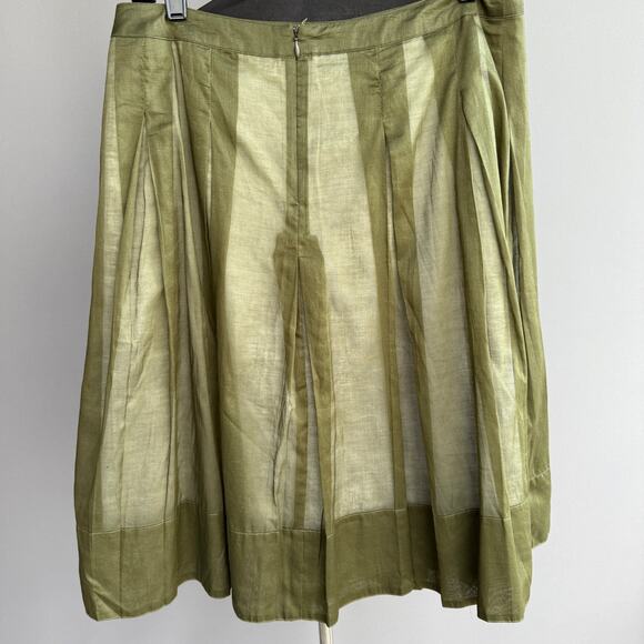 NEW Talbots pleated skirt - olive green - sheer - holiday - cotton - size 10P - Picture 5 of 10
